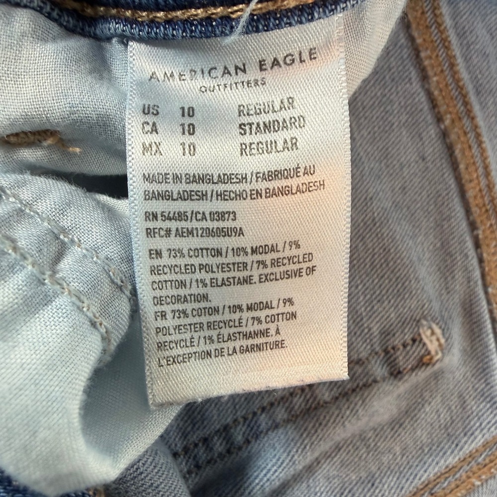American Eagle Mom Jeans Womens 10 Tall High Rise Distressed Medium Wash - Picture 7 of 12